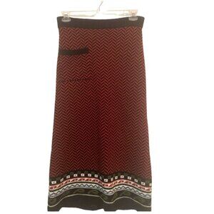 Handmade Women Skirt Lined Knit Maxi Column Chevron Tribal Border Boho Western